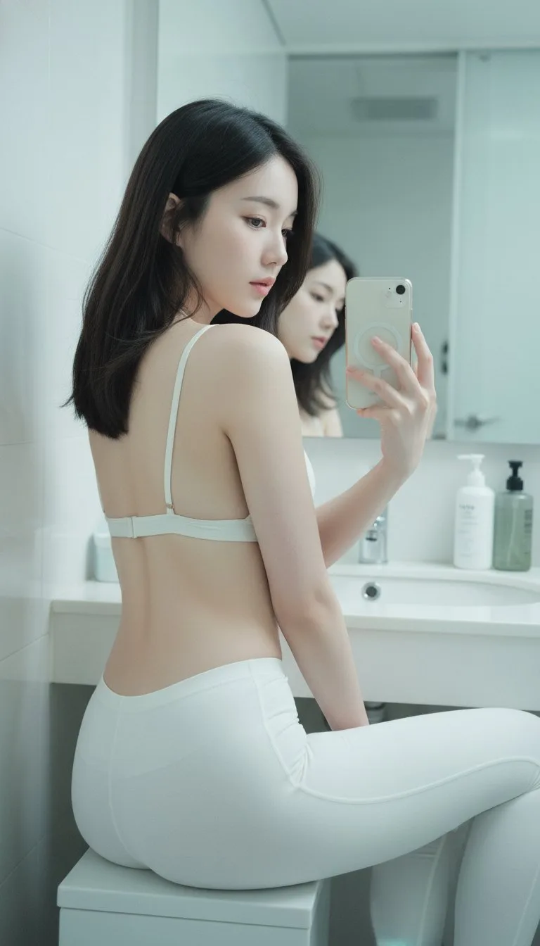 Photorealistic korean idol bathroom portrait rinko kawauchi style — Sonra
