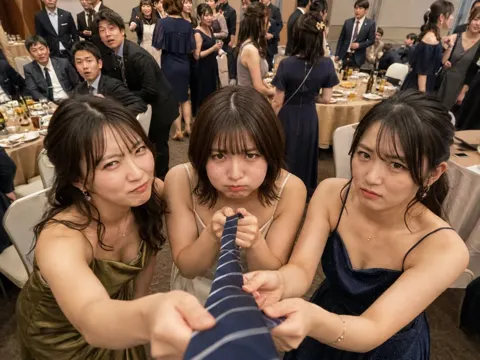 Japanese class reunion pov necktie tugging snapshot