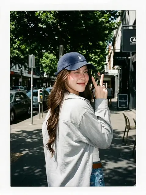 Candid summer street photography polaroid style