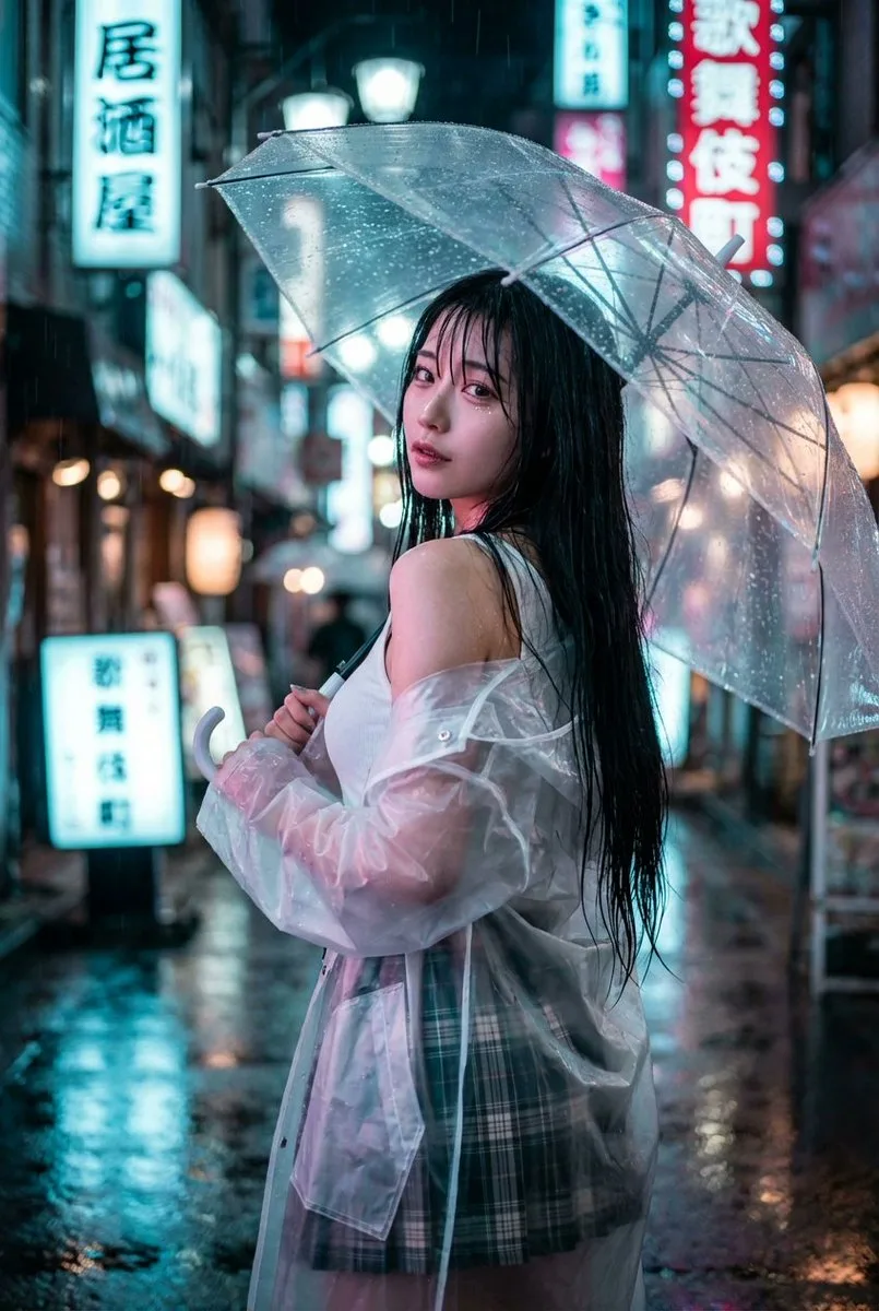 Shibuya neon rain beauty — After