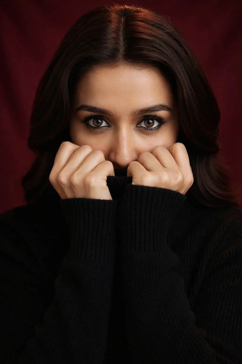 Dark red background cool girl — Sonra