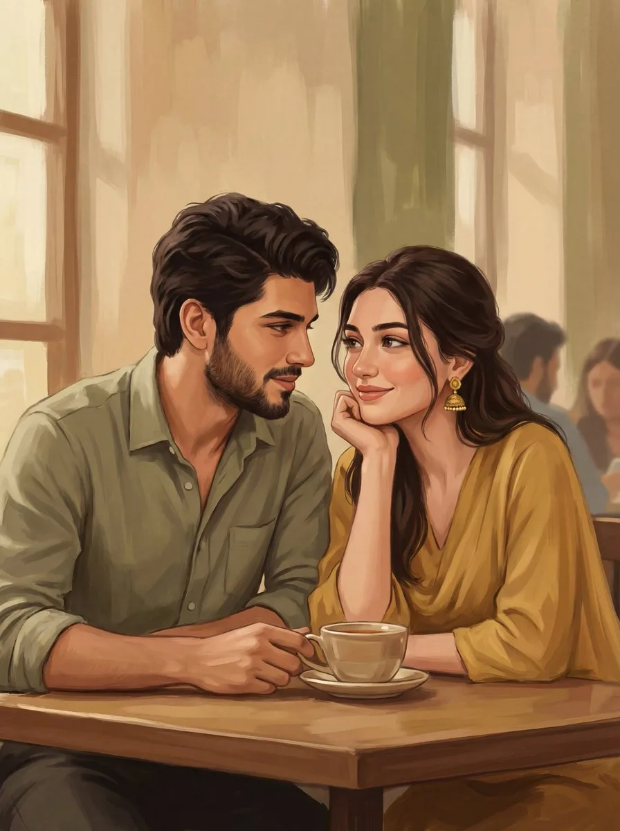 Romantic tea date mustard olive — After