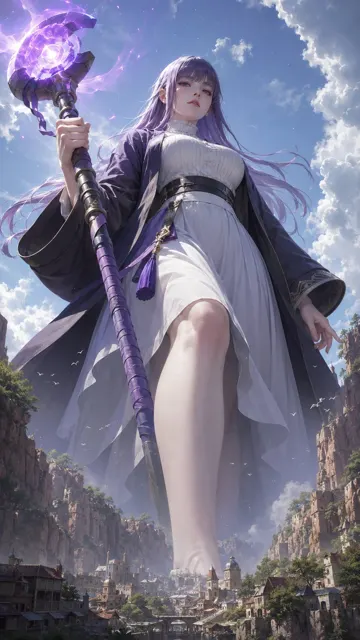 Semi realistic anime giantess illustration