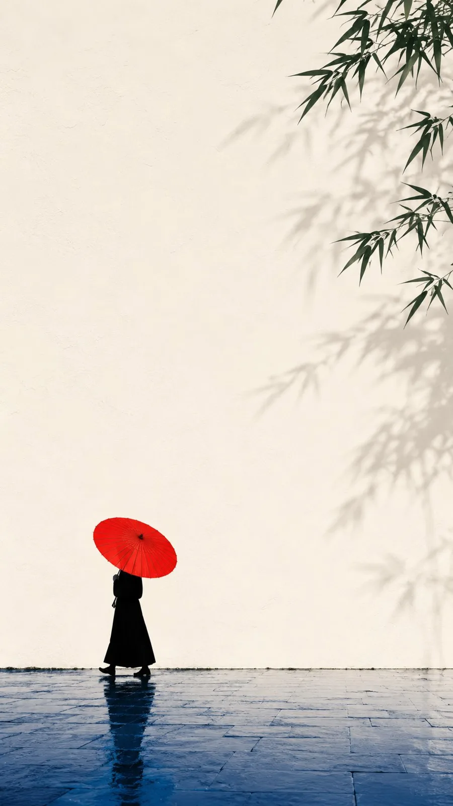 Oriental zen minimalist red umbrella poster — Sonra