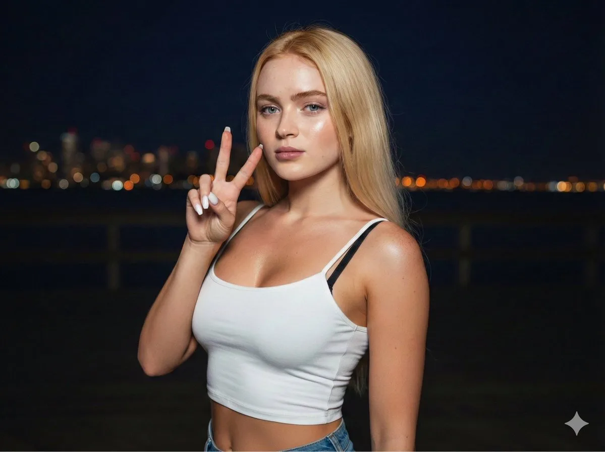Night flash y2k blonde babe — After
