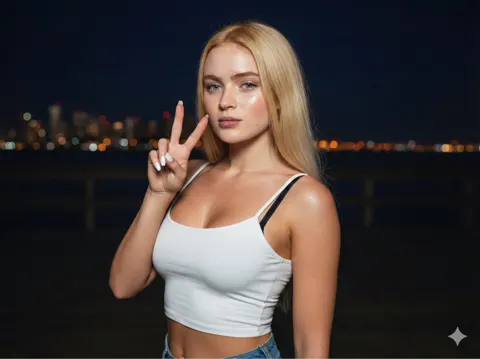 Night flash y2k blonde babe