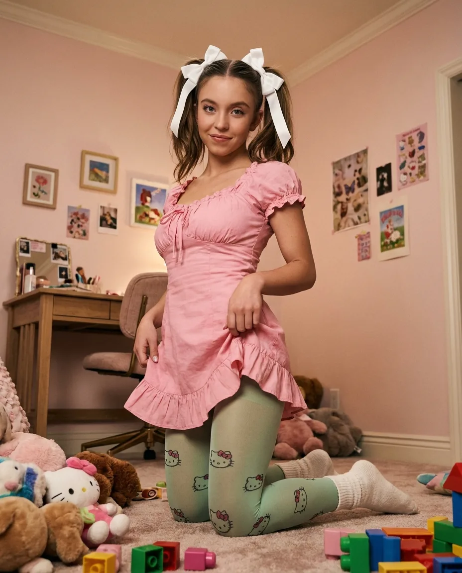 Lavender girl playful bedroom moment — Sonra