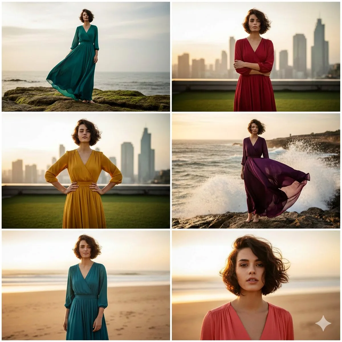Sunset coast six dress collage — Sonra