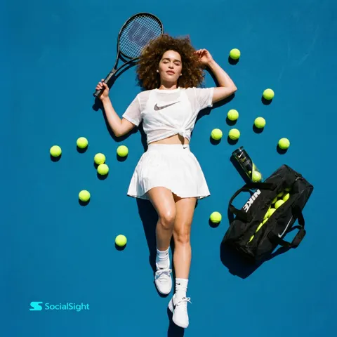 Ultra realistic tennis fashion flat lay photography