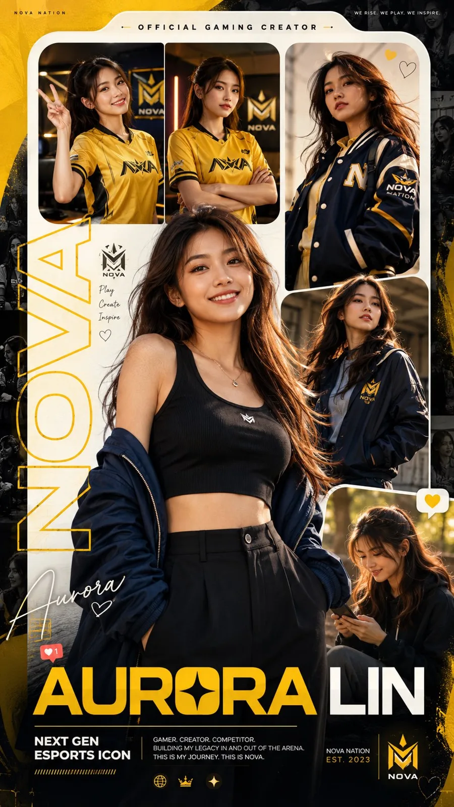 Luxury gaming influencer editorial poster — Sonra