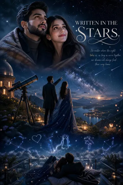Ultra realistic romantic couple poster stargazers