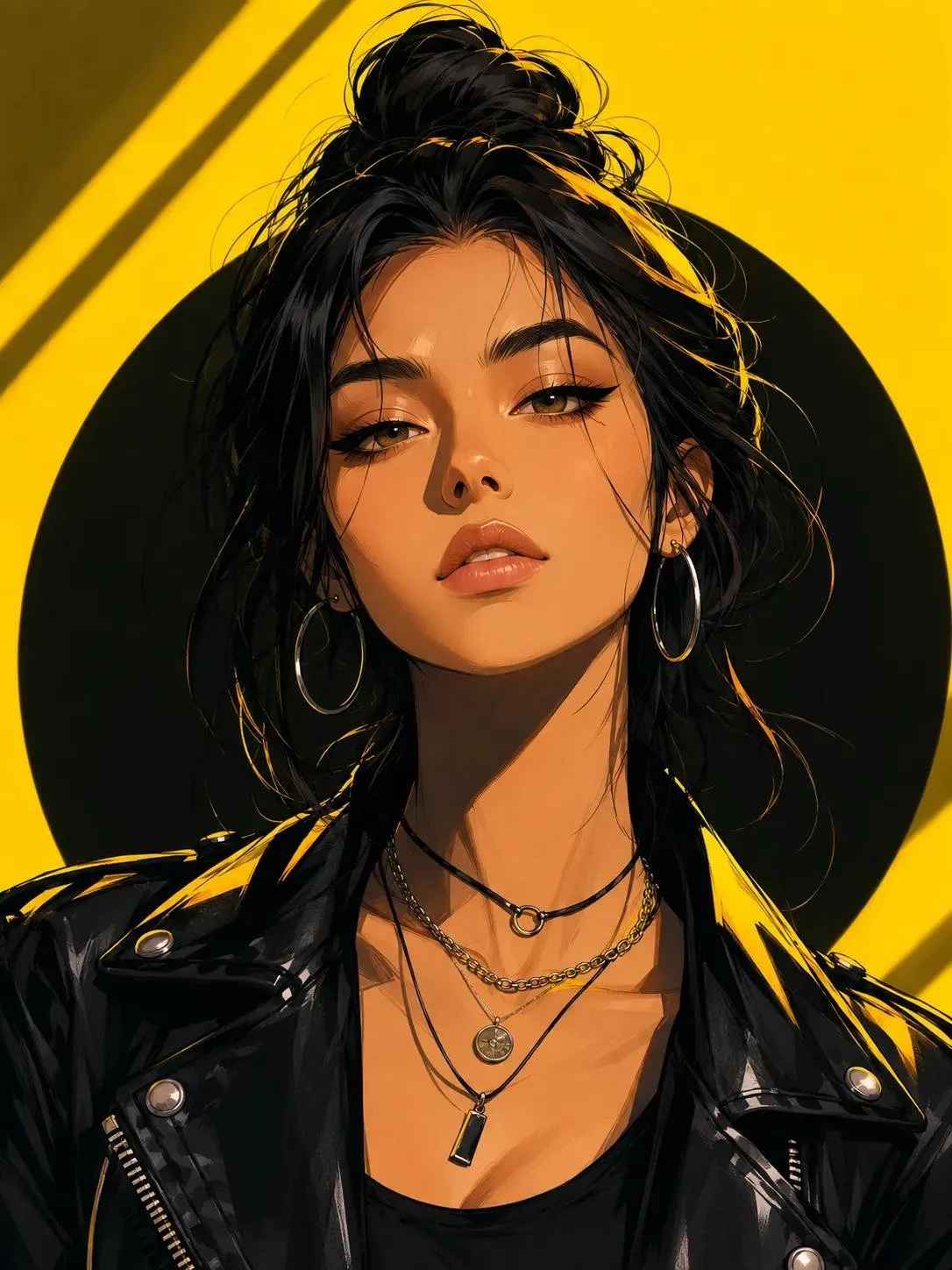 Semi realistic neon yellow japanese digital art illustration — After