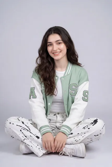 Healing green jacket girl portrait