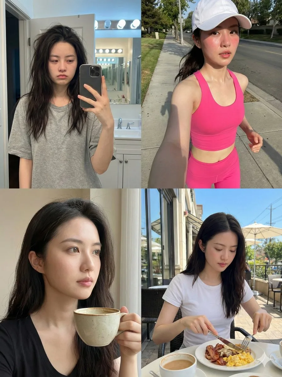 Hyper realistic daily routine grid — Sonra