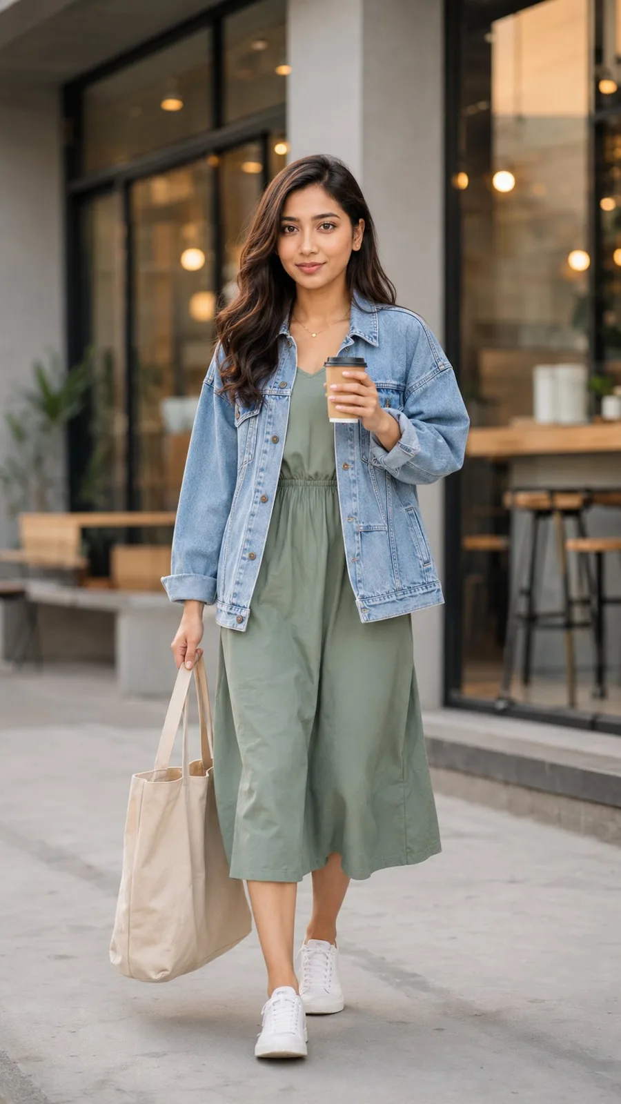 Aesthetic fashion photography east asian woman cafe — After