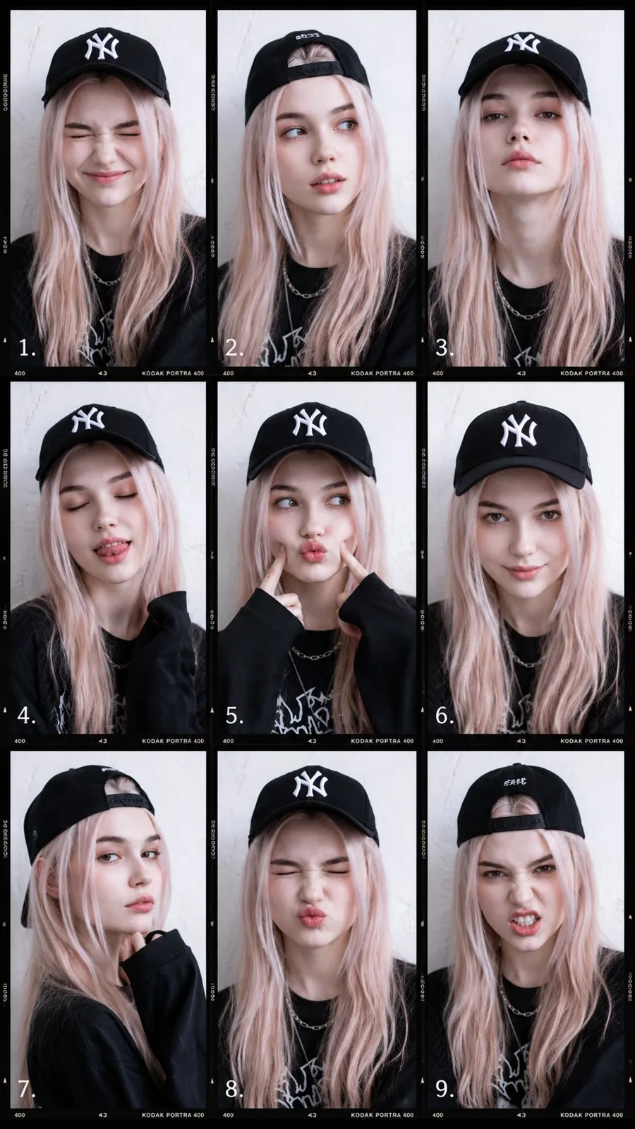 9 frame fashion streetwear portrait collage color — After