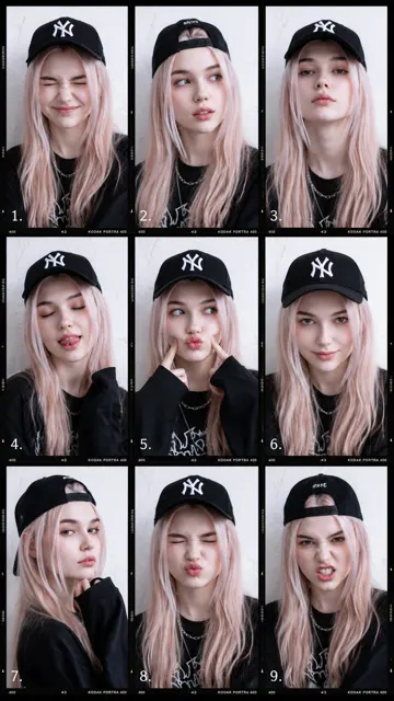 9 frame fashion streetwear portrait collage color