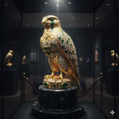 Dazzling gem falcon sculpture