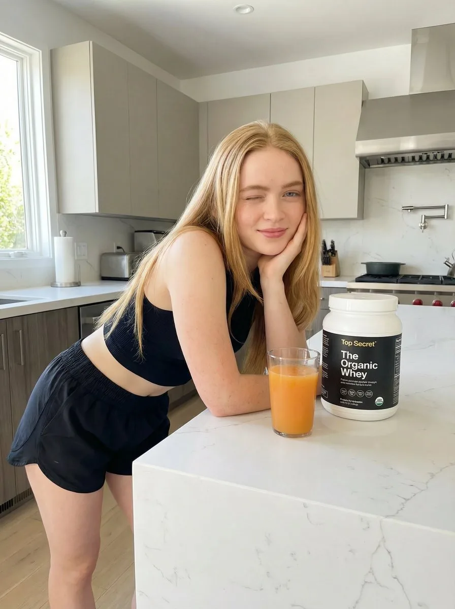Sunny kitchen playful fitness girl — Sonra