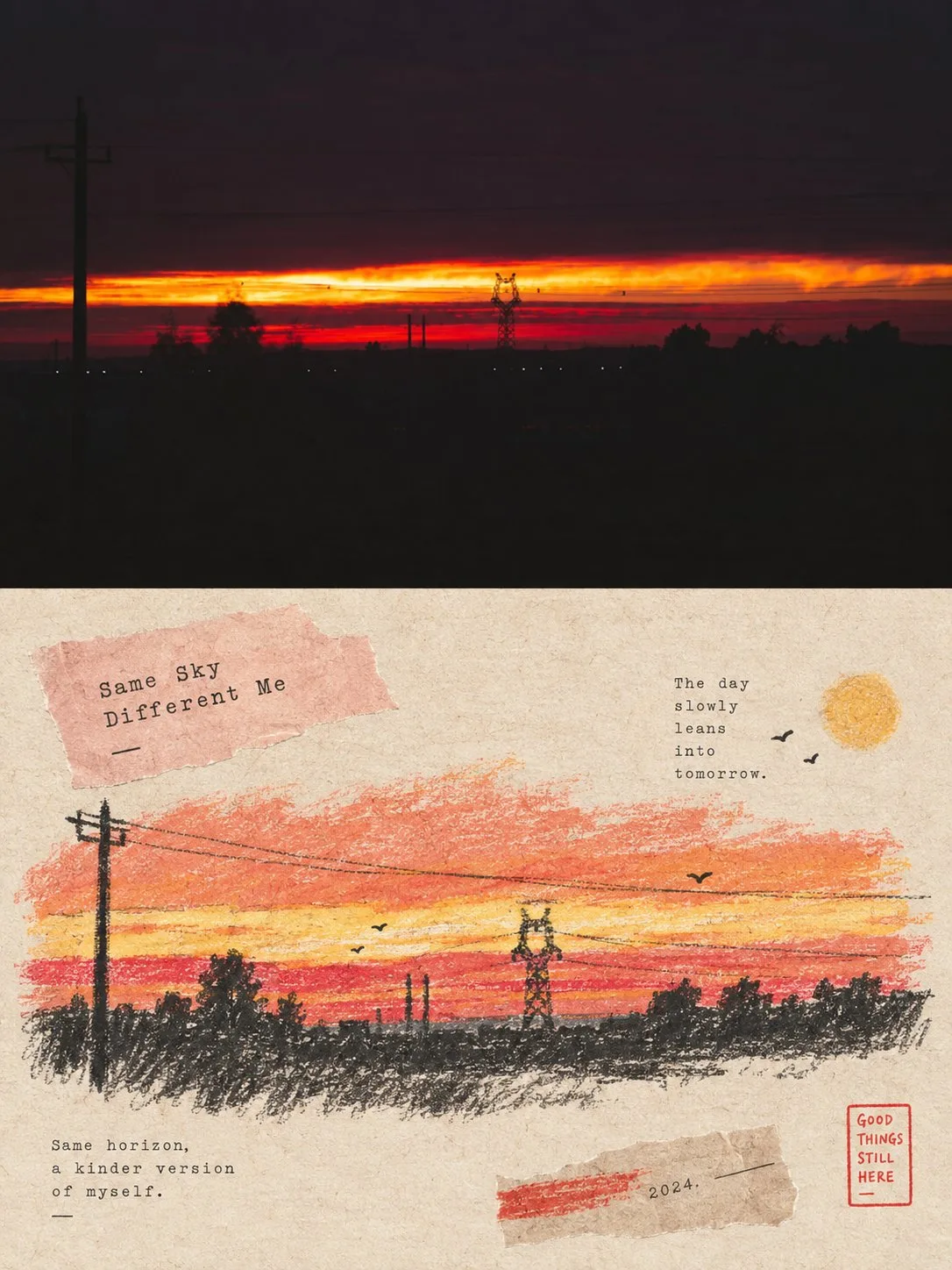 Photo reconstruction vintage paper collage poster — Sonra
