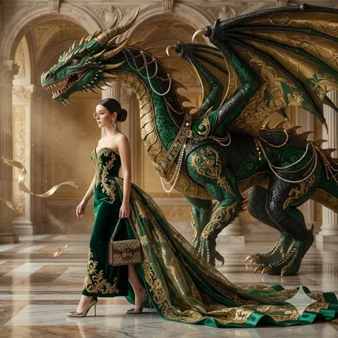 Emerald couture under dragon