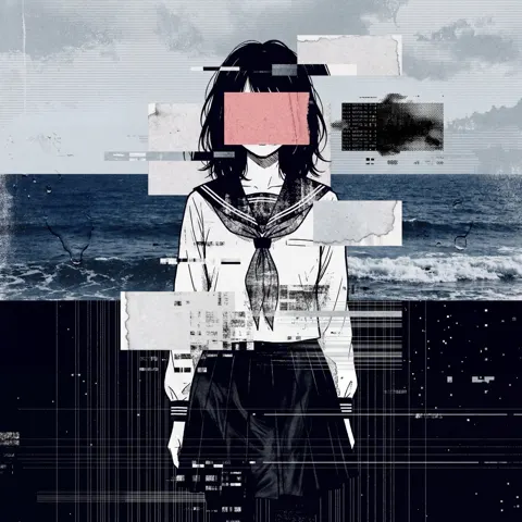 Cyber glitch manga girl digital collage prompt