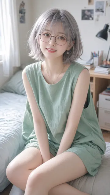 East asian woman sage green student bedroom fujifilm provia film style