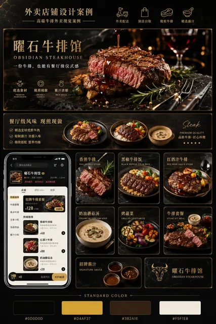 Dark high quality catering delivery brand visual proposal
