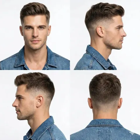 Handsome fade haircut four views
