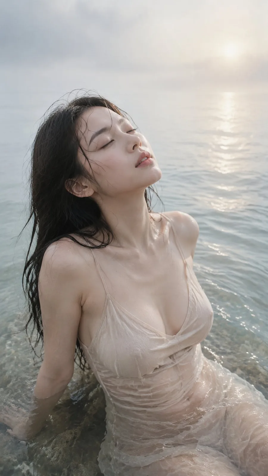 Cinematic liquid silence portrait east asian woman — After