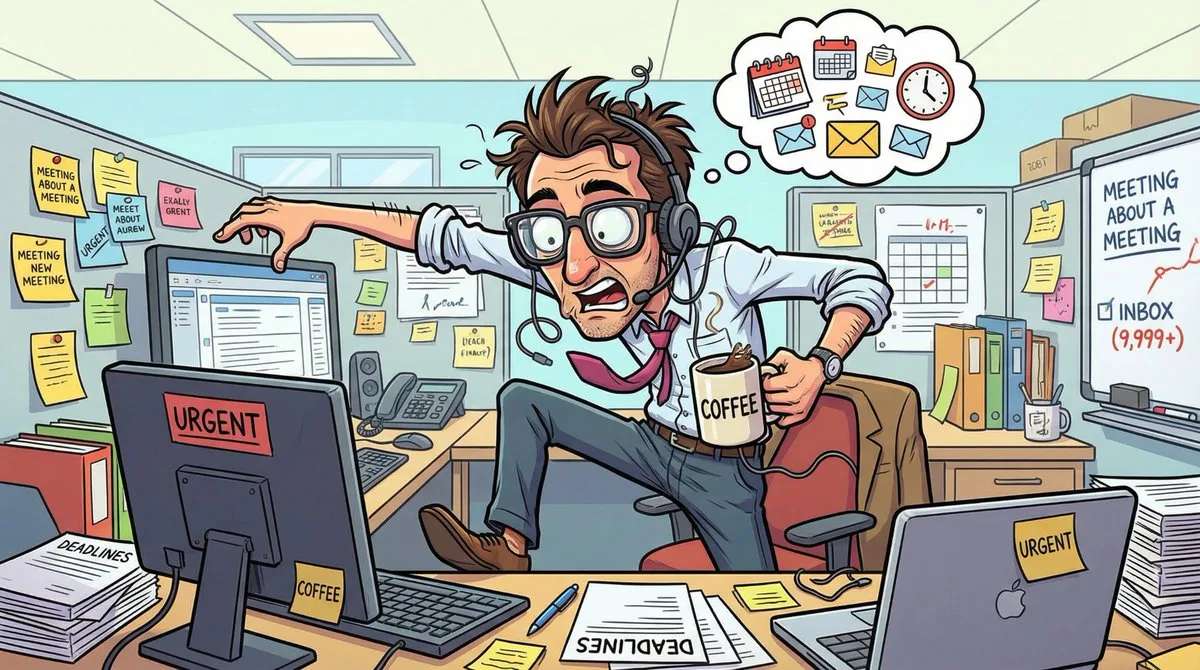 Humorous office caricature — Sonra