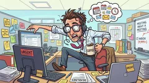 Humorous office caricature