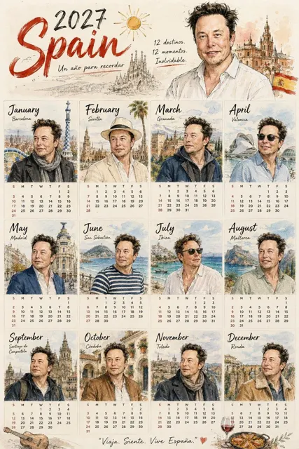 Aesthetic illustrated calendar poster watercolor ink