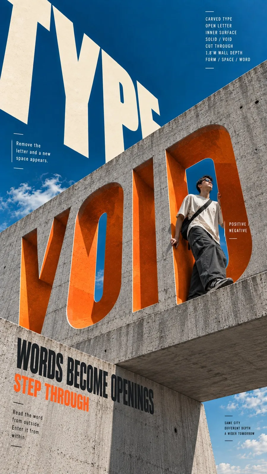 Brutalist architecture spatial typography posters — Sonra
