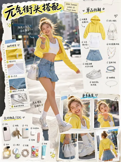 Energetic street fashion editorial breakdown board