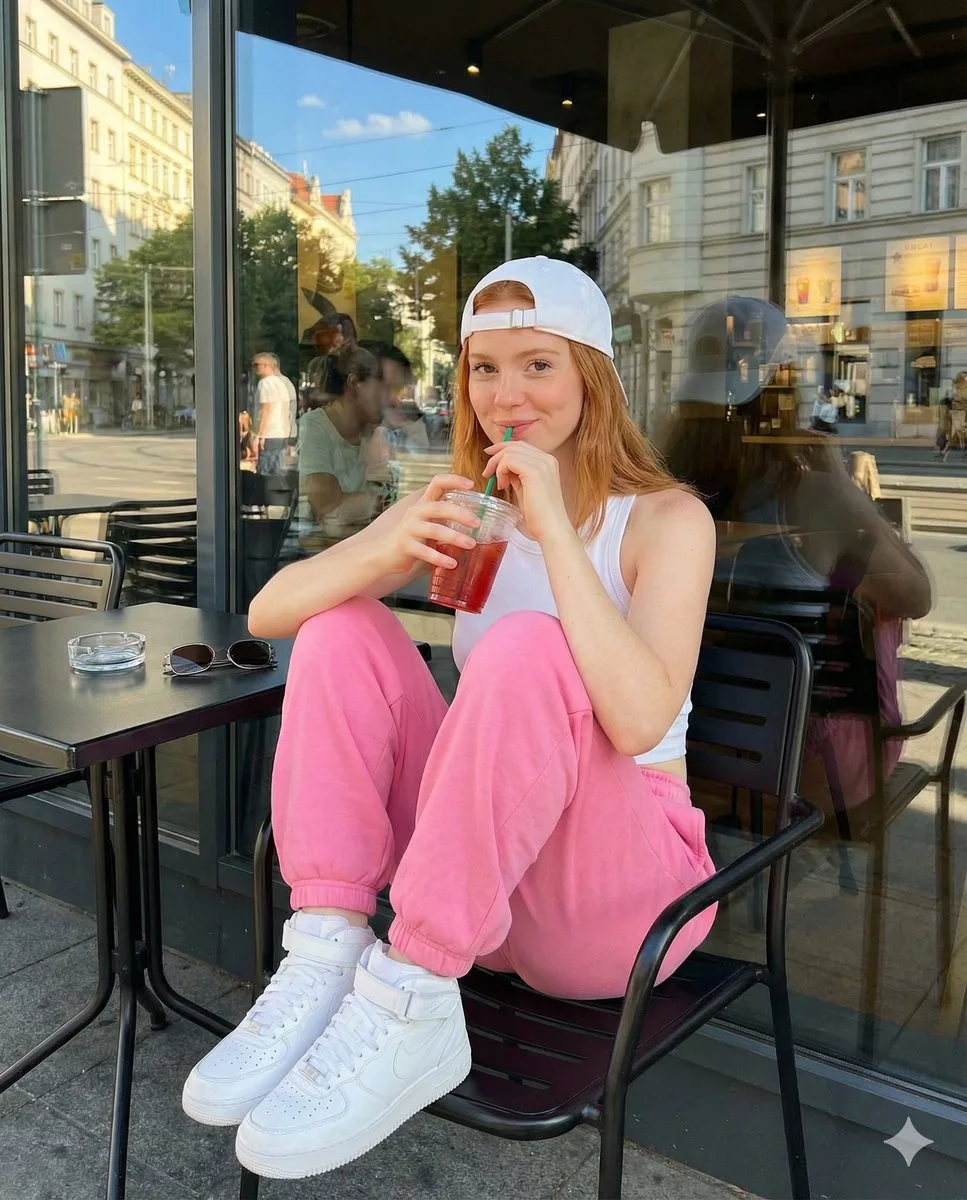 European street cafe girl — Sonra