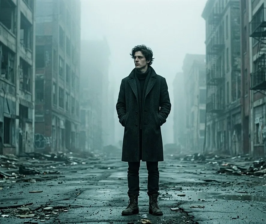 Lonely walker in foggy ruins — Sonra