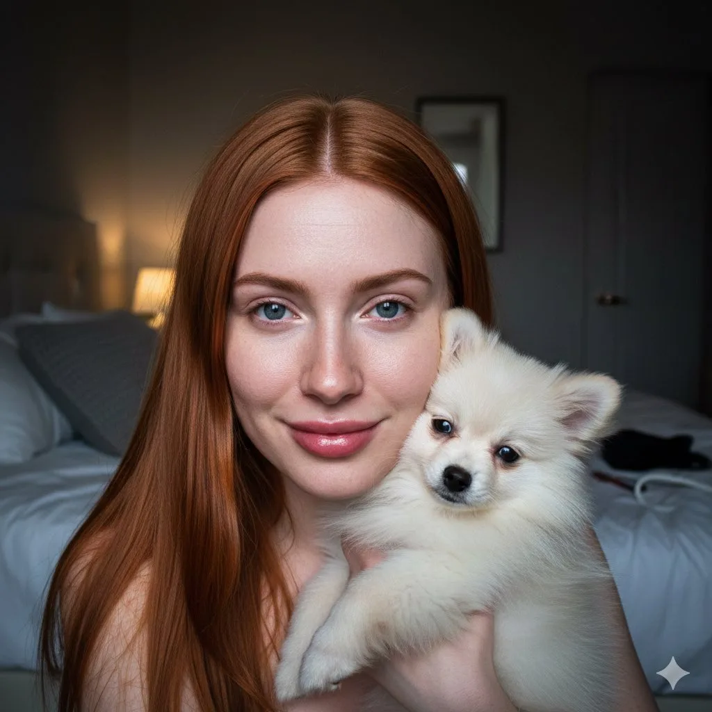 Late night flash ginger pomeranian — Sonra