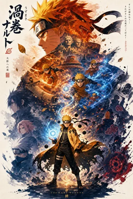 High end naruto themed propaganda poster