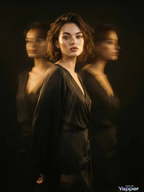 Moody surreal double exposure portrait