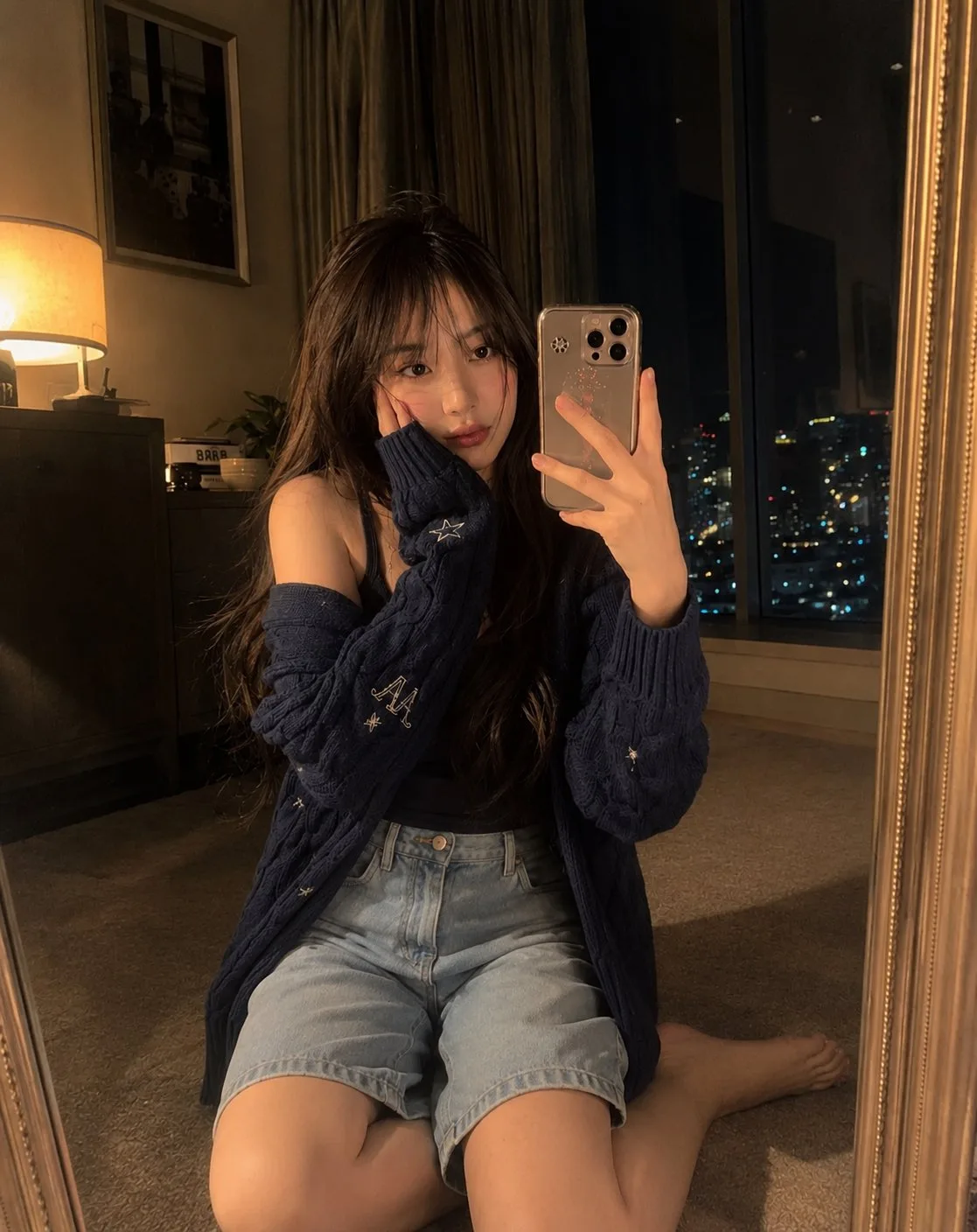 Young girl mirror selfie golden hour ethereal photo — After
