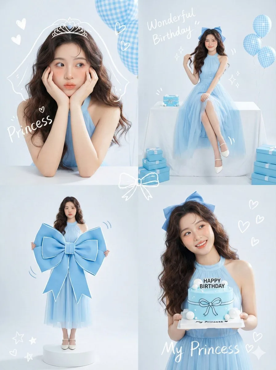 Dreamy korean idol blue birthday collage — Sonra