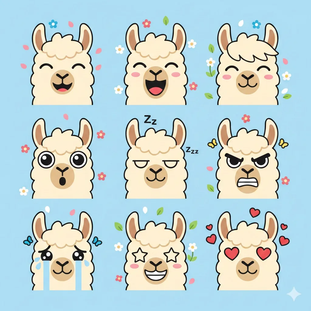 Flat vector llama emoji — After