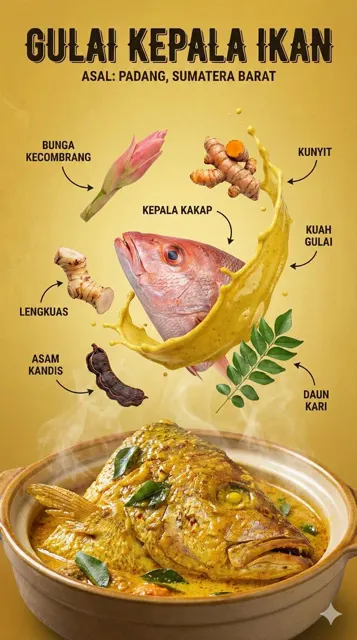 Ultra realistic floating indonesian food infographic