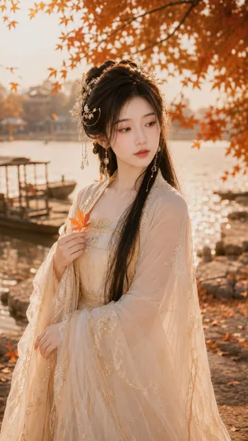 Tang style xianxia autumn riverside portrait