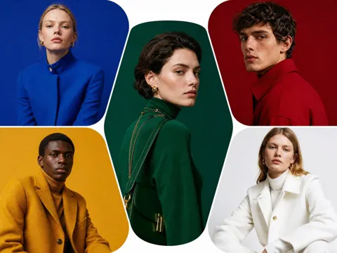 Editorial color block portrait collage