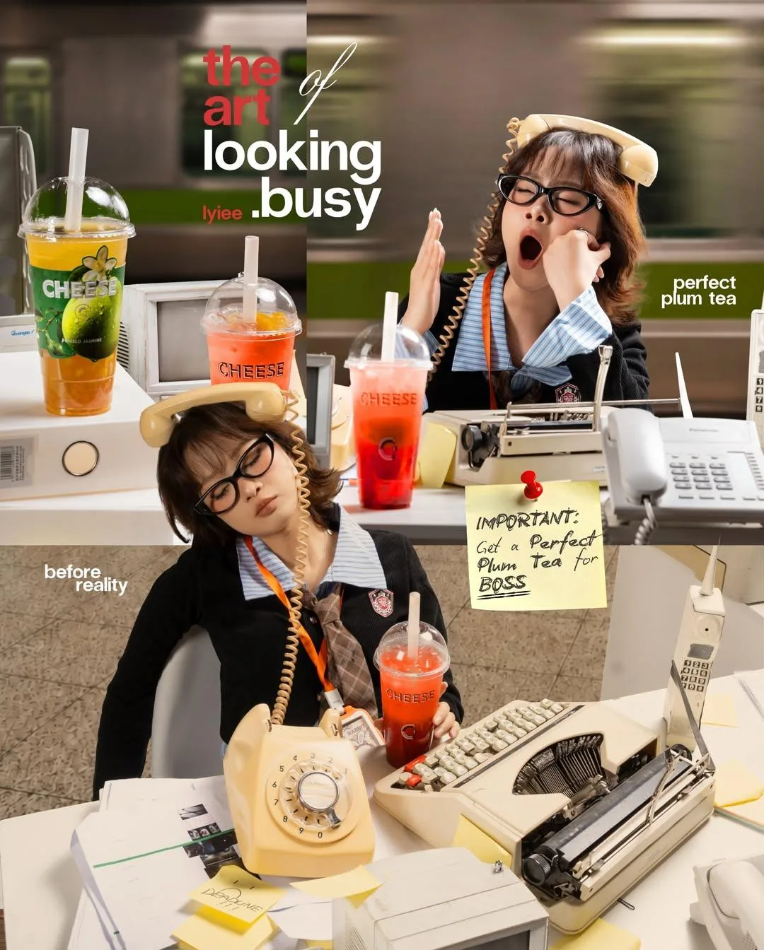 Retro office busy vs reality commercial photography — After