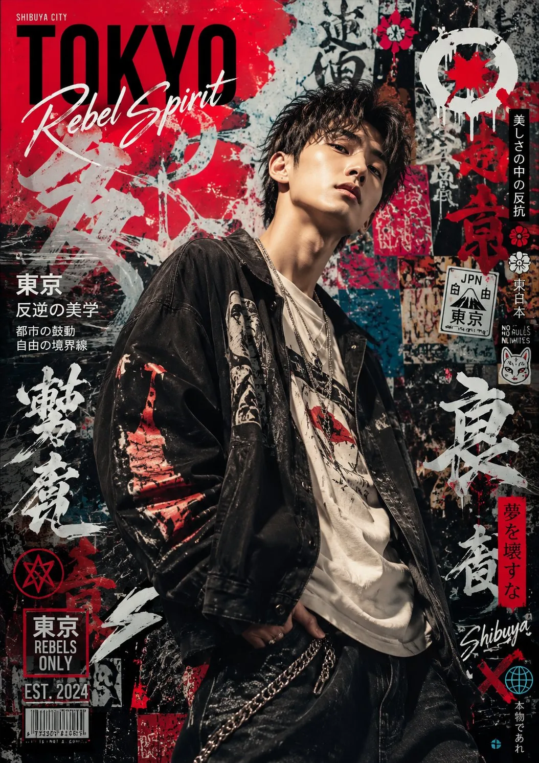 Japanese graffiti style portrait poster urban street fashion — Sonra