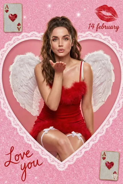 Valentine heart window kiss angel