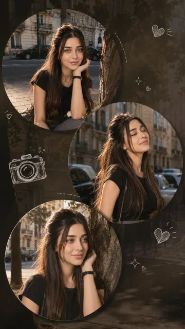 Golden hour european street girl collage 9 16